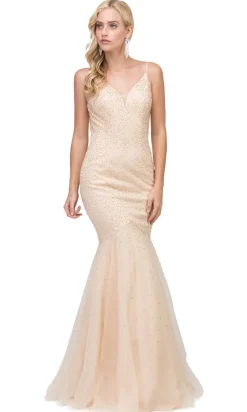 Tight Open-Back Mermaid Prom Dress with Beading
