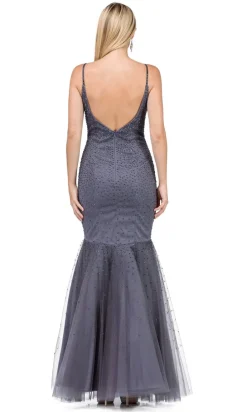 Tight Open-Back Mermaid Prom Dress with Beading