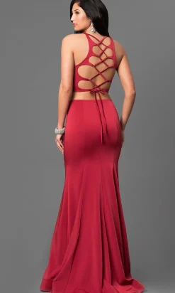 Two Piece La Femme Prom Dress with an Open Back