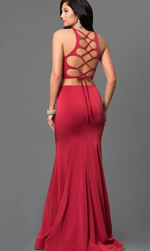 Two Piece La Femme Prom Dress with an Open Back