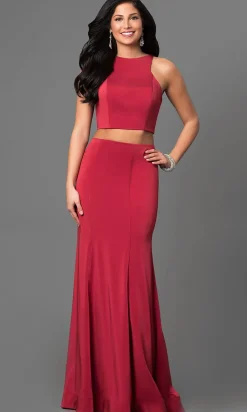 Two Piece La Femme Prom Dress with an Open Back