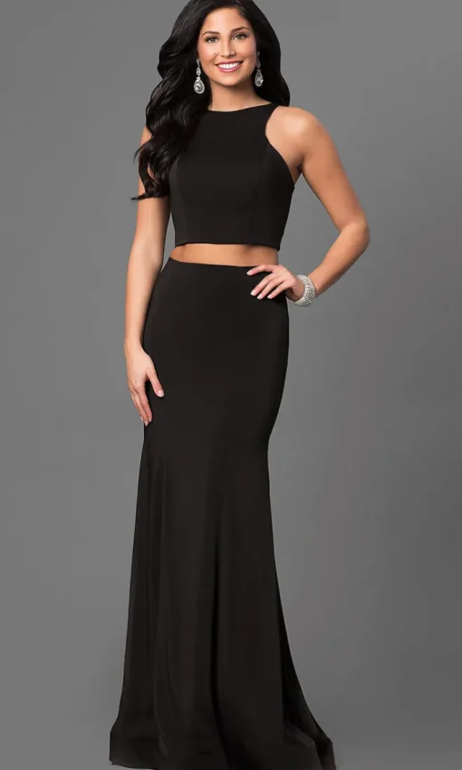 Two Piece La Femme Prom Dress with an Open Back