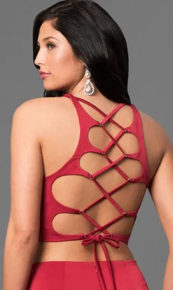 Two Piece La Femme Prom Dress with an Open Back