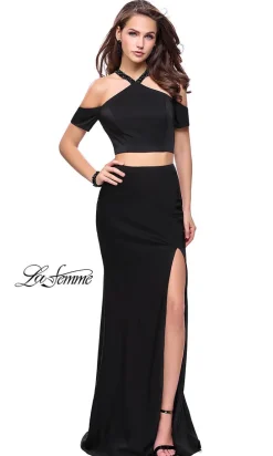 Two-Piece Cold-Shoulder Prom Dress by La Femme