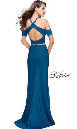 Two-Piece Cold-Shoulder Prom Dress by La Femme