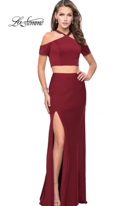 Two-Piece Cold-Shoulder Prom Dress by La Femme